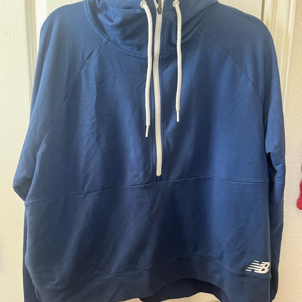 New Balance womens Navy Half-Zip Pullover Hoodie